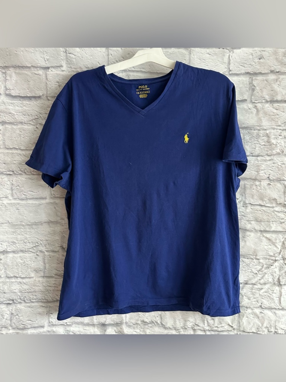PREOWNED RALPH LAUREN BLUE SHORT SLEEVE V NECK TSHIRT MENS XL